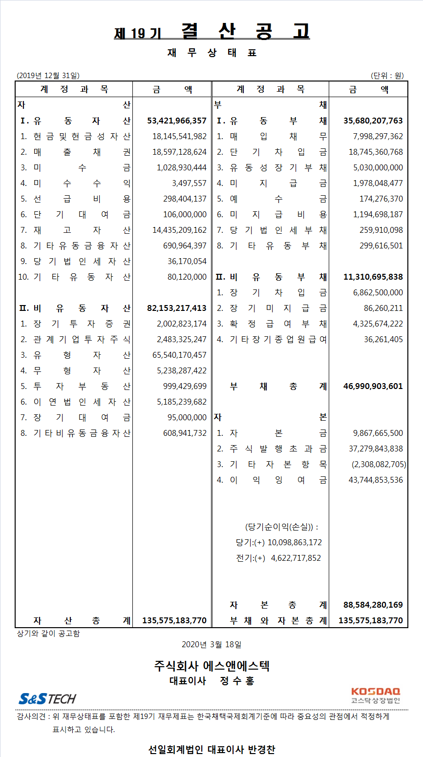 전자공고 및 규정 - IR - S&S TECH
